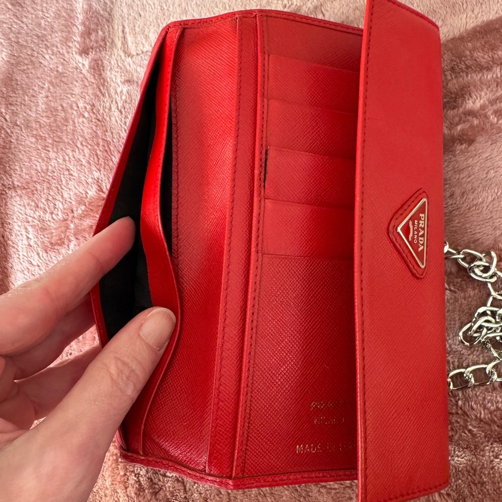 Authentic Prada Red Women's Wallet on Chain with box - Picture 7 of 9
